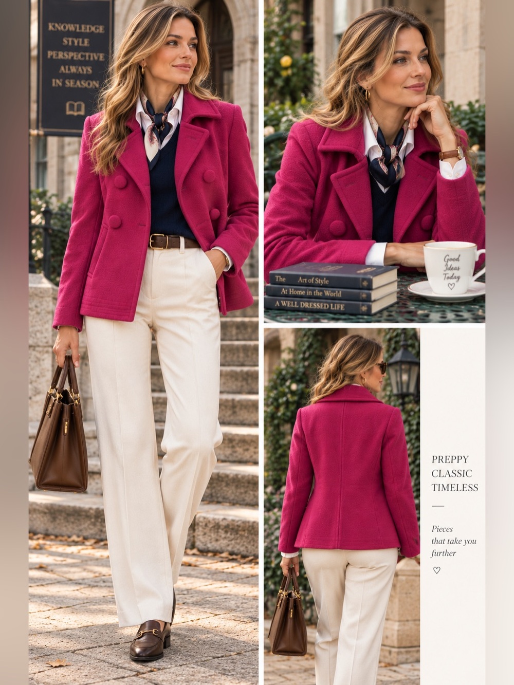 Peter Nygard Fuchsia Pea Coat Double-Breasted Jacket